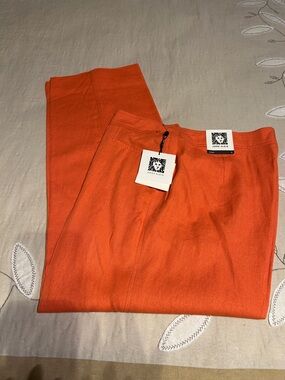 Anne Klein orange linen cropped pants NWT